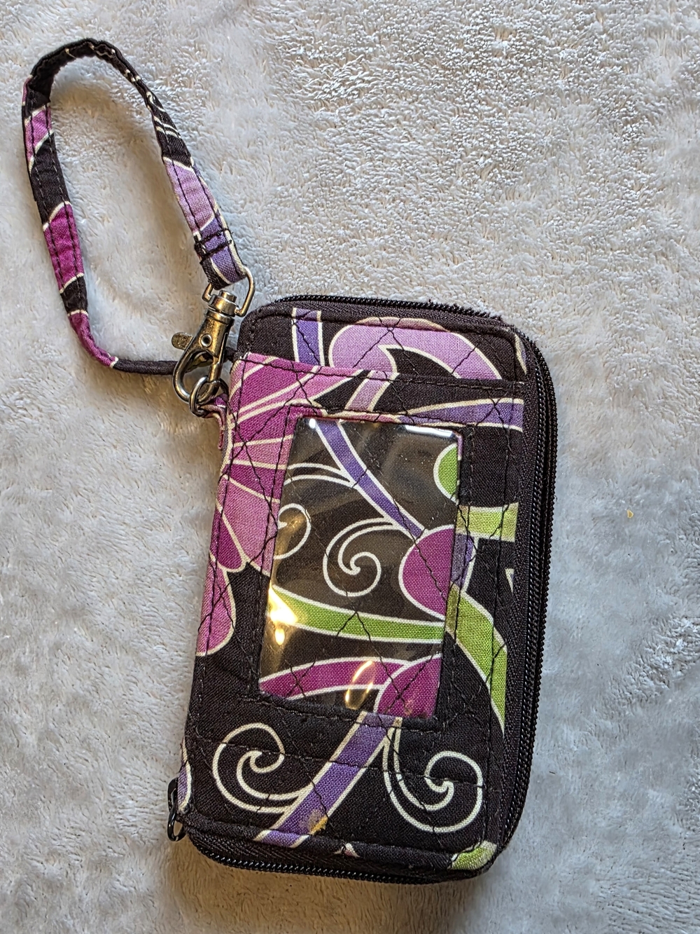Vera Bradley Purple, Brown & Green Swirl Wristlet Phone Case